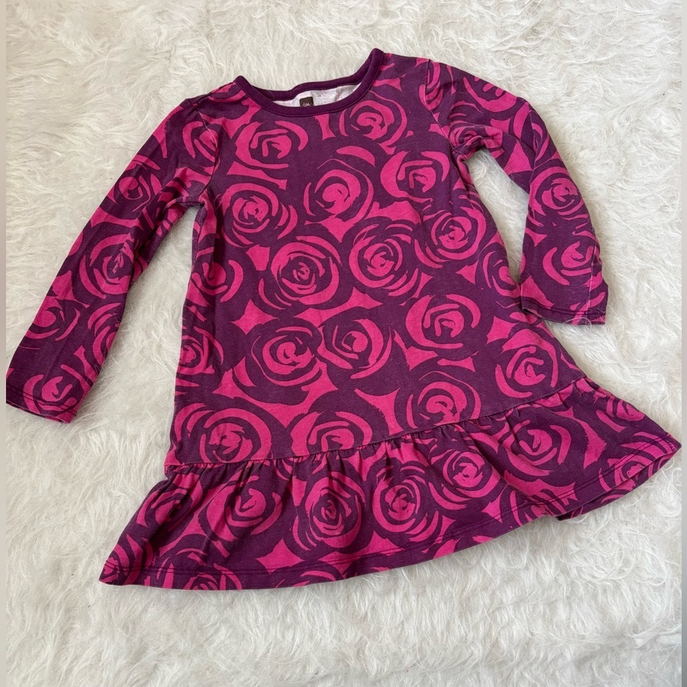 Tea Collection Pink and Purple Rose Dress